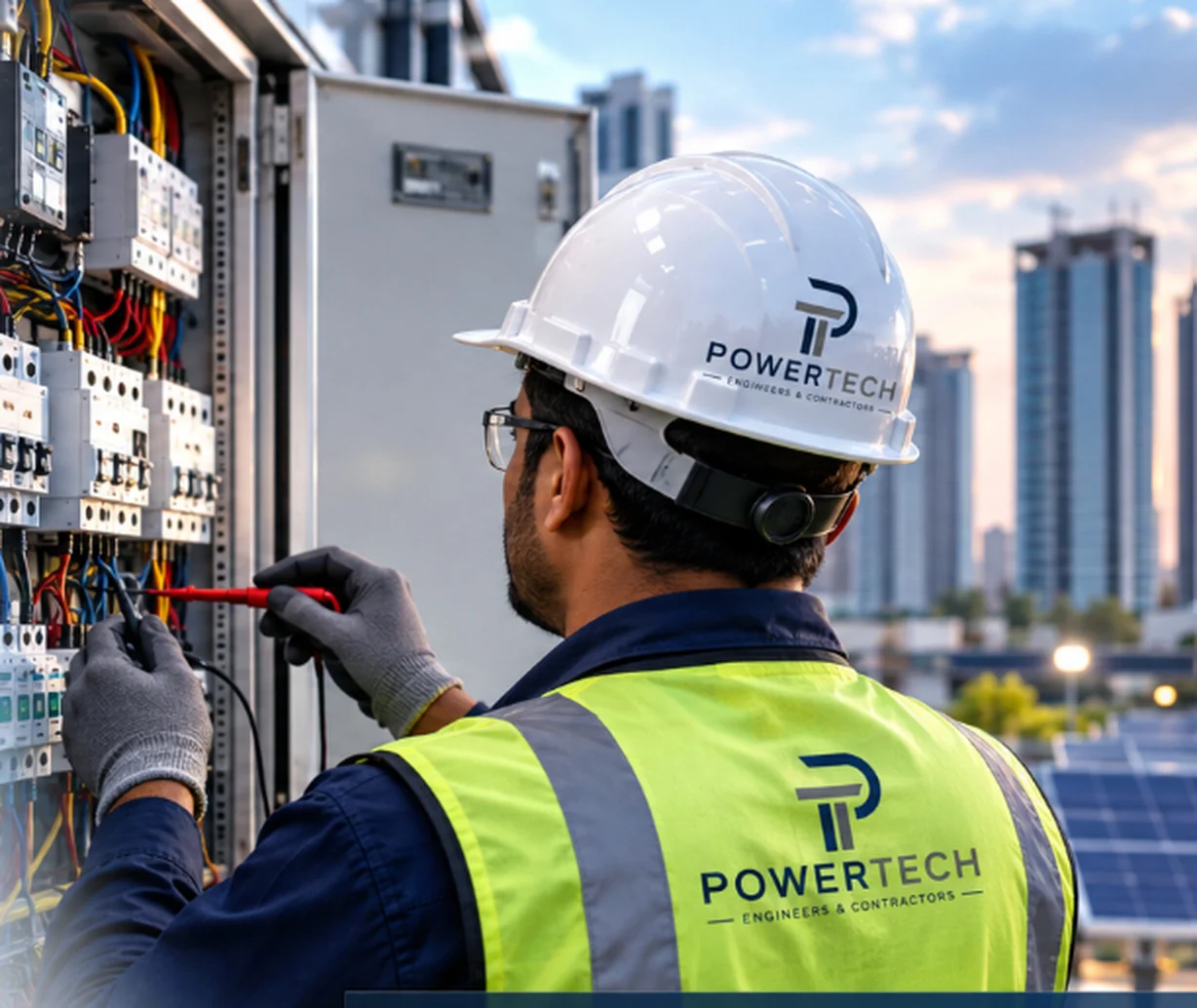 Powertech electrical technician at work